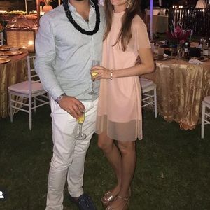 Forever 21 pale pink with sheer gold glitter dress